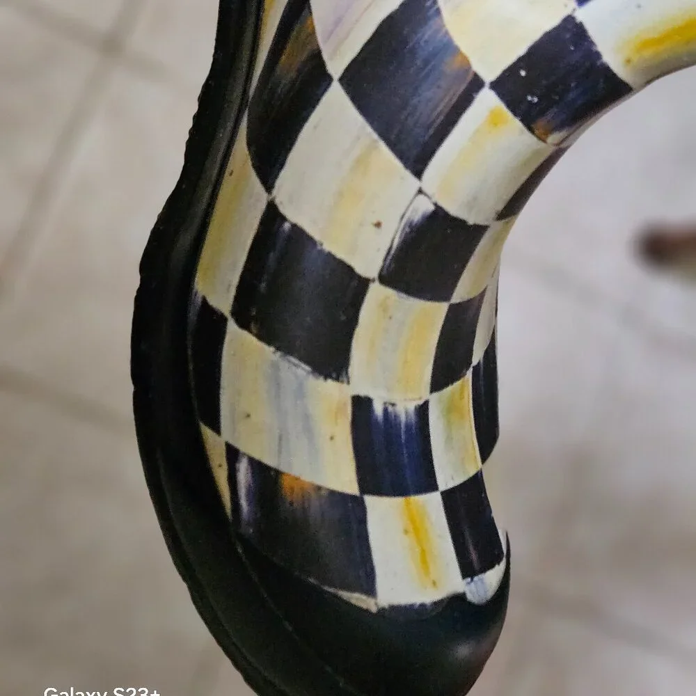 VERY RARE MACKENZIE CHILDS HUNTER COURTLY CHECK GREEN TALL RAIN BOOTS WELLIES 8